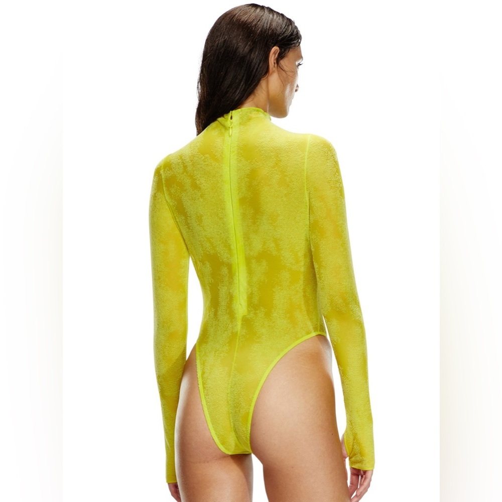 DIESEL × SAVAGE FENTY by RIHANNA Long Sleeve Bodysuit in Neon Tease Green Yellow - Picture 6 of 17